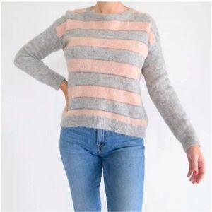 Immagini Grey & Pink Stripe Alpaca Wool Crewneck knit Sweater Pullover Italy M